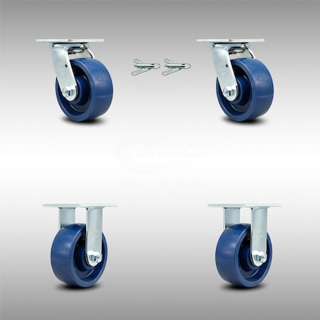 Service Caster 5 Inch SS Solid Poly Caster Set with Ball Bearings 2 Swivel Lock 2 Rigid SCC SCC-SS30S520-SPUB-BSL-2-R-2